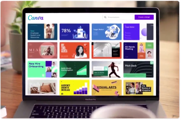 Social Media Creation Resources 29 A laptop with Canva displayed on it.